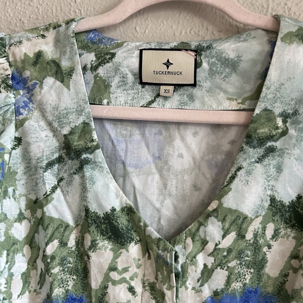 Tuckernuck Floral Prairie Puff Sleeve dress Ruffle Cottagecore Midi Chic Easter - Picture 8 of 12